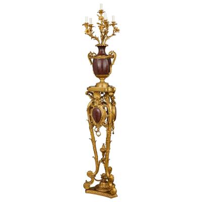 Paul Sormani Large pair of antique French marble and ormolu candelabra by Paul Sormani