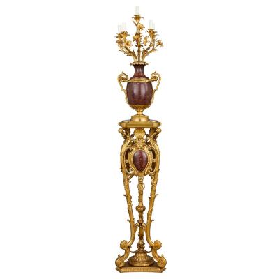 Paul Sormani Large pair of antique French marble and ormolu candelabra by Paul Sormani
