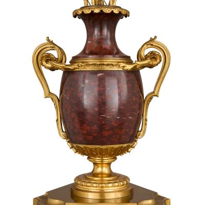 Paul Sormani Large pair of antique French marble and ormolu candelabra by Paul Sormani