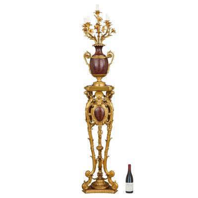 Paul Sormani Large pair of antique French marble and ormolu candelabra by Paul Sormani