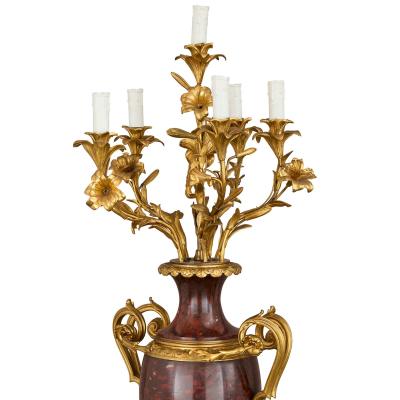 Paul Sormani Large pair of antique French marble and ormolu candelabra by Paul Sormani