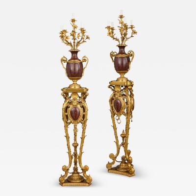 Paul Sormani Large pair of antique French marble and ormolu candelabra by Paul Sormani