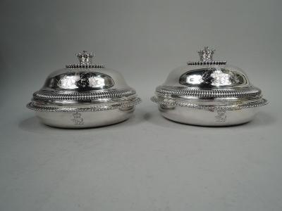 Paul Storr Pair of Paul Storr English Georgian Neoclassical Vegetable Dishes 1805