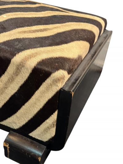 Paul T Frankl ART DECO ZEBRA SKIN BENCH IN CURVED WOOD FRAME BY PAUL FRANKL