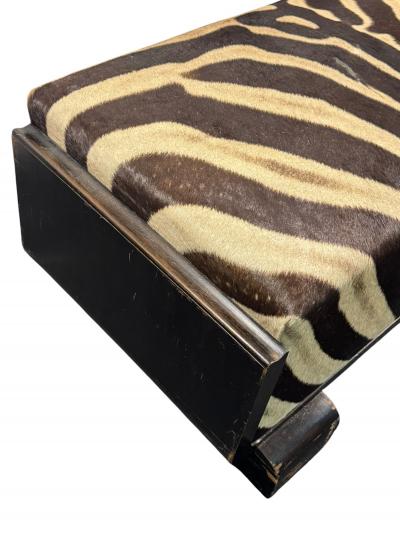 Paul T Frankl ART DECO ZEBRA SKIN BENCH IN CURVED WOOD FRAME BY PAUL FRANKL