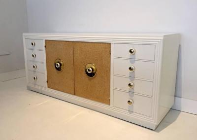 Paul T Frankl Paul Frankl Sideboard with Lacquered Cork and Brass