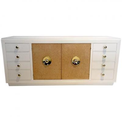 Paul T Frankl Paul Frankl Sideboard with Lacquered Cork and Brass