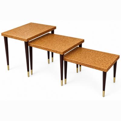 Paul T Frankl Set of 3 Cork Top Paul T Frankl Nesting Tables