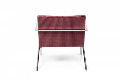 Paul Tuttle Paul Tuttle Arco Chrome and Red Patterned Upholstery Lounge Armchair