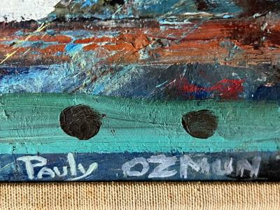 Pauline Graff Mrs Donald Charles Ozmun MODERNIST ABSTRACT CUBIST SHIP PAINTING BY PAULY OZMUN