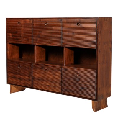 Paulo Buffa 1940s Paolo Buffa 79 walnut cabinet with Grissinato front