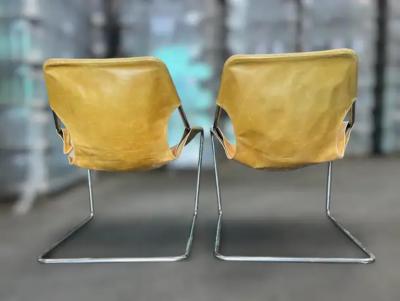 Paulo Mendes da Rocha Paulistano Armchairs by Paulo Mendes da Rocha in Steel Leather Brazil