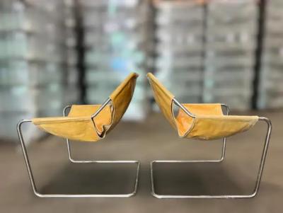 Paulo Mendes da Rocha Paulistano Armchairs by Paulo Mendes da Rocha in Steel Leather Brazil