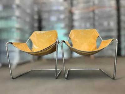 Paulo Mendes da Rocha Paulistano Armchairs by Paulo Mendes da Rocha in Steel Leather Brazil