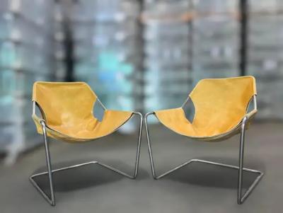Paulo Mendes da Rocha Paulistano Armchairs by Paulo Mendes da Rocha in Steel Leather Brazil