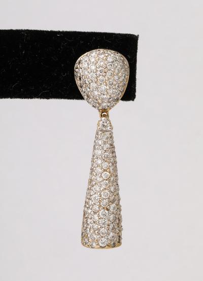 Pave Diamond 18 k Gold Drop Earrings