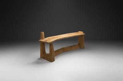 Pavel Novak Birch and Oak Carved Desk by Pavel Novak Czechoslovakia 1980s