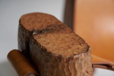 Pavel Novak Gouged Oak and Leather Lounge Chair by Pavel Novak Czech Republic 1980s