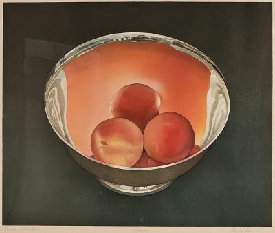 Peaches in Silver Bowl by Mark Adams U S A 1993