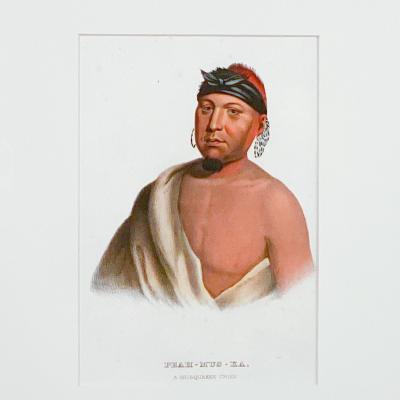 Peah Mus Ka A Musquakee Chief McKenney Hall Engraving 19th Century