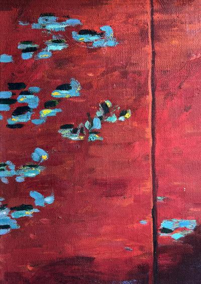 Pearl L Mrs G E Worthington Hill Blond and Blue Eyed Ballerina in Tutu against Chinese Screen