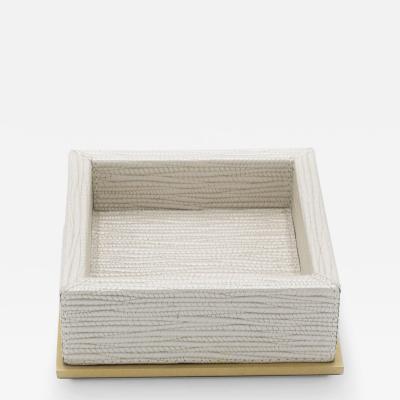 Pearlescent and Gilt metal Square Valet Tray