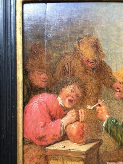 Peasant Inn Scene 17th century Old Master painting Circle of Adriaen Brouwer