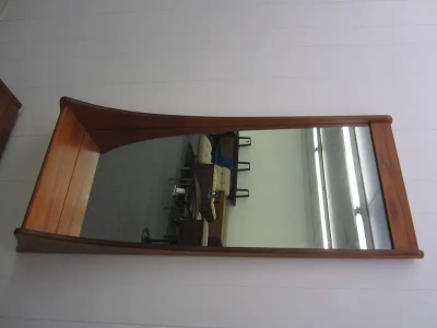 Pedersen Hansen Tall Danish Modern Teak Entry Mirror Shelf Small Cabinet Pedersen and Hansen
