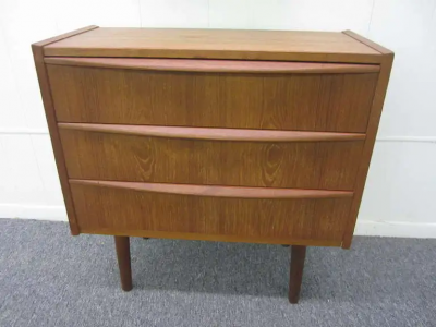 Pedersen Hansen Tall Danish Modern Teak Entry Mirror Shelf Small Cabinet Pedersen and Hansen