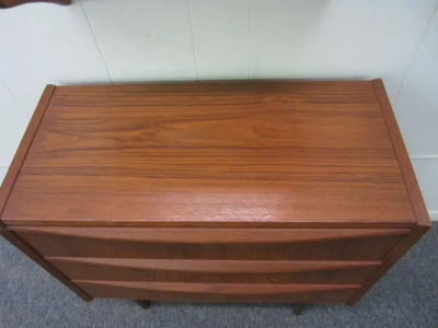 Pedersen Hansen Tall Danish Modern Teak Entry Mirror Shelf Small Cabinet Pedersen and Hansen