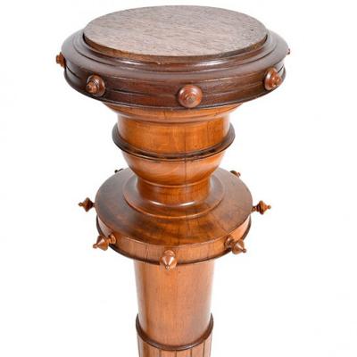 Pedestal Pair Walnut Antique Biedermeier Period
