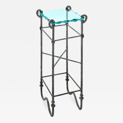 Pedestal in Verdigris Bronze with Thick Studio Made Glass Top