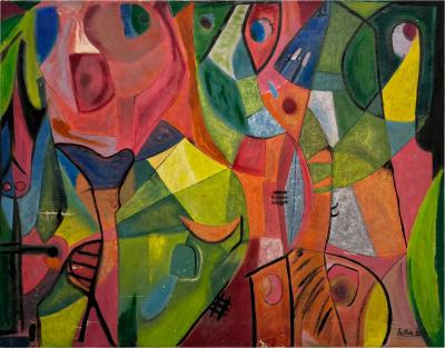 Pedro Coronel Mexican Mid 20th Century Art Pedro Coronel Style Colorful Abstract Painting