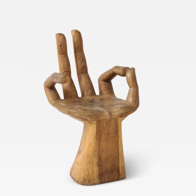 Pedro Friedeberg Carved Wood Hand Chair