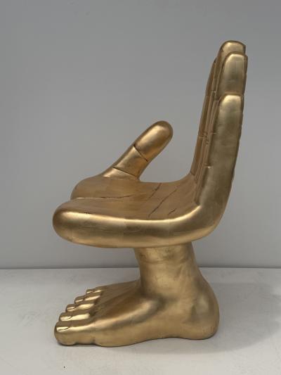 Pedro Friedeberg Gold Leaf Hand and Foot Vanity Boudoir Chair Manner of Pedro Friedberg