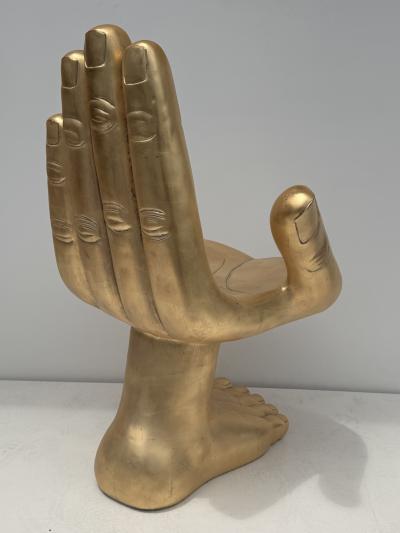 Pedro Friedeberg Gold Leaf Hand and Foot Vanity Boudoir Chair Manner of Pedro Friedberg