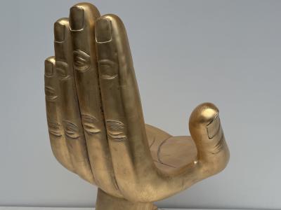 Pedro Friedeberg Gold Leaf Hand and Foot Vanity Boudoir Chair Manner of Pedro Friedberg