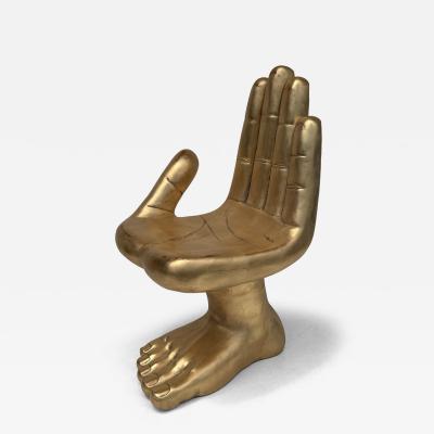 Pedro Friedeberg Gold Leaf Hand and Foot Vanity Boudoir Chair Manner of Pedro Friedberg