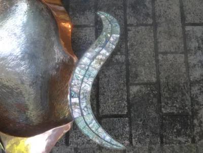 Pedro Friedeberg Huge Mexican Modernist Mixed Metal And Abalone Fish Bowl