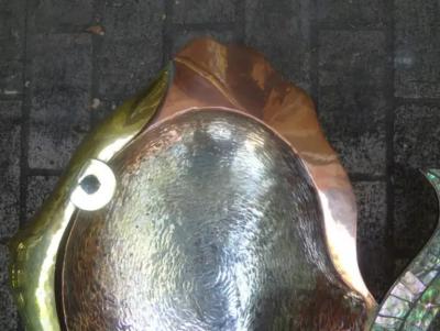 Pedro Friedeberg Huge Mexican Modernist Mixed Metal And Abalone Fish Bowl