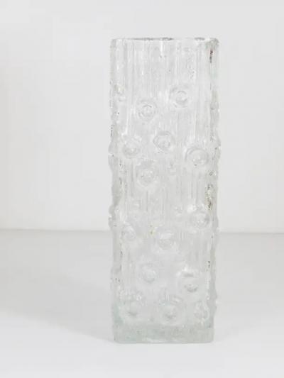 Peill Putzler Op Art Square Modernist Ice Glass Vase Germany 1970s