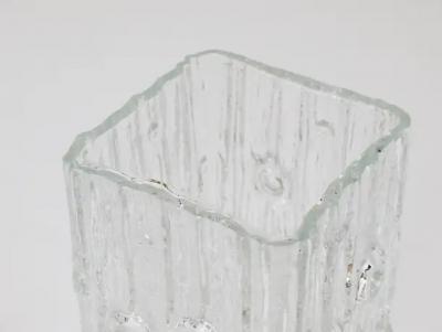 Peill Putzler Op Art Square Modernist Ice Glass Vase Germany 1970s