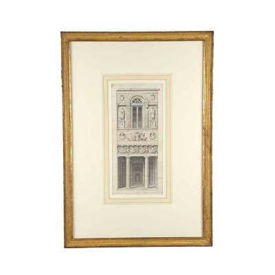 Pencil Ink Drawing of Neoclassical Fa ade France or Italy 19th century