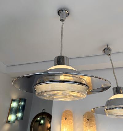 Pendant Light UFO Murano Glass and Metal Italy 1970s