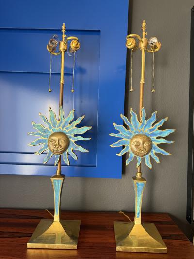 Pepe Mendoza Pair of Brass Pepe Mendoza Sun Lamps