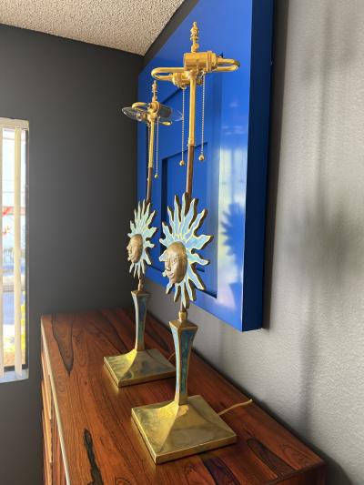 Pepe Mendoza Pair of Brass Pepe Mendoza Sun Lamps