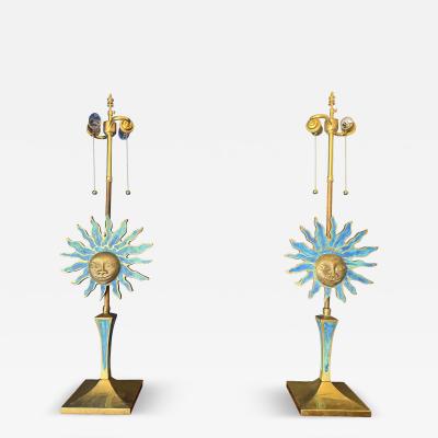 Pepe Mendoza Pair of Brass Pepe Mendoza Sun Lamps