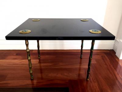 Pepe Mendoza Rare Marble and Inlaid Brass Table by Pepe Mendoza