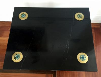 Pepe Mendoza Rare Marble and Inlaid Brass Table by Pepe Mendoza