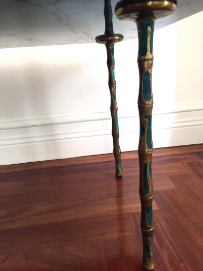 Pepe Mendoza Rare Marble and Inlaid Brass Table by Pepe Mendoza